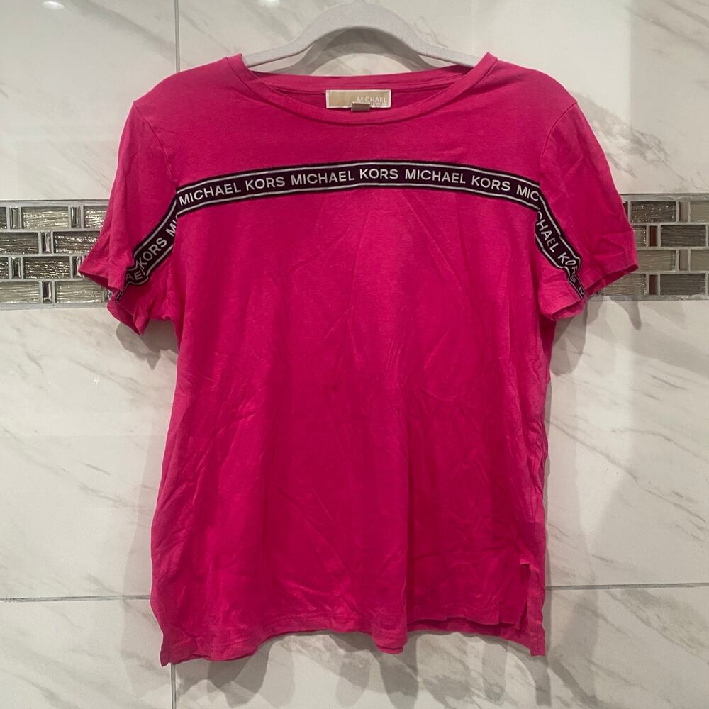 MICHAEL Michael Kors Pink Logo Short Sleeve T-Shirt Girls Size L